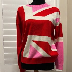 Boden Red and Pink Cashmere Union Jack Sweater FLAWED